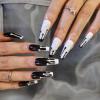image:imageBABALAL Press on Nails Long Coffin Artificial Fake Nails Punk Full Cover Acrylic False Nail Tips 24Pcs Glossy Fake Fingernails for Women and Girls