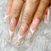 image:imageBABALAL Coffin Press on Nails Long Fake Nails Glue on Omber Marble 24 Pcs Ballerina Glossy Stick on Acrylic False Nails for Women and Girls