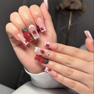 image:imageBABALAL Acrylic Press on Nails Medium Coffin Fake Nails  White French Tip Bow Charm amp Shiny Rhinestone Luxury Design Handmade Manicure 24Pcs Full Cover False NailsBNR110