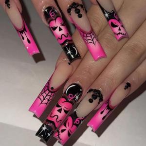 image:imageBABALAL Acrylic Press on Nails Medium Coffin Fake Nails  White French Tip Bow Charm amp Shiny Rhinestone Luxury Design Handmade Manicure 24Pcs Full Cover False NailsBNR119
