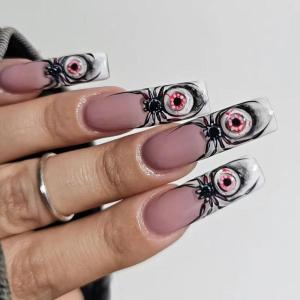 image:imageBABALAL Acrylic Press on Nails Medium Coffin Fake Nails  White French Tip Bow Charm amp Shiny Rhinestone Luxury Design Handmade Manicure 24Pcs Full Cover False NailsBNR116