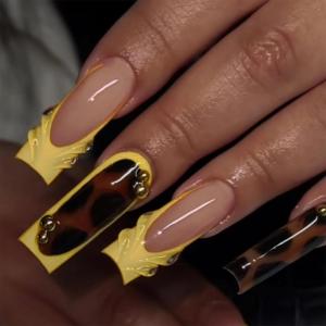 image:imageBABALAL Acrylic Press on Nails Medium Coffin Fake Nails  White French Tip Bow Charm amp Shiny Rhinestone Luxury Design Handmade Manicure 24Pcs Full Cover False NailsBNR101