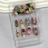 image:imageBABALAL Anime Press On Nails Medium Almond Fake Nails Yellow Red Summer Design Apple Flower Cartoon 24Pcs Glossy Acrylic False NailsBNSA103cartoon