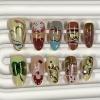 image:imageBABALAL Anime Press On Nails Medium Almond Fake Nails Yellow Red Summer Design Apple Flower Cartoon 24Pcs Glossy Acrylic False NailsBNSA103cartoon