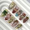 image:imageBABALAL Anime Press On Nails Medium Almond Fake Nails Yellow Red Summer Design Apple Flower Cartoon 24Pcs Glossy Acrylic False NailsBNSA103cartoon