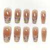 image:imageBABALAL Black and Gold Press on Nails Long Coffin Fake Nails Flower Print Design Trendy 24Pcs Glossy Bling Acrylic False NailsBNB21002