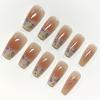 image:imageBABALAL Black and Gold Press on Nails Long Coffin Fake Nails Flower Print Design Trendy 24Pcs Glossy Bling Acrylic False NailsBNB21002