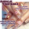 image:imageBABALAL Black and Gold Press on Nails Long Coffin Fake Nails Flower Print Design Trendy 24Pcs Glossy Bling Acrylic False NailsBNB213