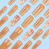 image:imageBABALAL Black and Gold Press on Nails Long Coffin Fake Nails Flower Print Design Trendy 24Pcs Glossy Bling Acrylic False NailsBNB213