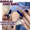 image:imageBABALAL Black and Gold Press on Nails Long Coffin Fake Nails Flower Print Design Trendy 24Pcs Glossy Bling Acrylic False NailsBNB214