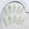 image:imageBABALAL Black and Gold Press on Nails Long Coffin Fake Nails Flower Print Design Trendy 24Pcs Glossy Bling Acrylic False NailsBNB215
