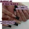 image:imageBABALAL Black and Gold Press on Nails Long Coffin Fake Nails Flower Print Design Trendy 24Pcs Glossy Bling Acrylic False NailsBNB220