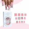 image:imageBABALAL Long Square Press on Nails  Brown Cheetah French Tip Fake Nails 3D Cherry Design Acrylic Glossy Full Cover Reusable False Nails 24PcsANF00