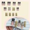 image:imageBABALAL Long Square Press on Nails  Brown Cheetah French Tip Fake Nails 3D Cherry Design Acrylic Glossy Full Cover Reusable False Nails 24PcsANF00blackgold