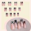 image:imageBABALAL Long Square Press on Nails  Brown Cheetah French Tip Fake Nails 3D Cherry Design Acrylic Glossy Full Cover Reusable False Nails 24PcsANF01animal