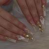 image:imageBABALAL Long Square Press on Nails  Brown Cheetah French Tip Fake Nails 3D Cherry Design Acrylic Glossy Full Cover Reusable False Nails 24PcsANF02luxury