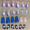 image:imageBABALAL Long Square Press on Nails  Brown Cheetah French Tip Fake Nails 3D Cherry Design Acrylic Glossy Full Cover Reusable False Nails 24PcsANF02rhinestone