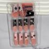 image:imageBABALAL Long Square Press on Nails  Brown Cheetah French Tip Fake Nails 3D Cherry Design Acrylic Glossy Full Cover Reusable False Nails 24PcsANF0301