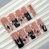 image:imageBABALAL Long Square Press on Nails  Brown Cheetah French Tip Fake Nails 3D Cherry Design Acrylic Glossy Full Cover Reusable False Nails 24PcsANF0301