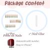 image:imageBABALAL Long Square Press on Nails  Brown Cheetah French Tip Fake Nails 3D Cherry Design Acrylic Glossy Full Cover Reusable False Nails 24PcsANF03green
