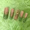 image:imageBABALAL Long Square Press on Nails  Brown Cheetah French Tip Fake Nails 3D Cherry Design Acrylic Glossy Full Cover Reusable False Nails 24PcsANF03green