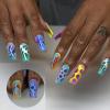 image:imageBABALAL Long Square Press on Nails  Brown Cheetah French Tip Fake Nails 3D Cherry Design Acrylic Glossy Full Cover Reusable False Nails 24PcsANF08colorful