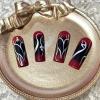 image:imageBABALAL Long Square Press on Nails  Brown Cheetah French Tip Fake Nails 3D Cherry Design Acrylic Glossy Full Cover Reusable False Nails 24PcsANF12goth