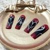 image:imageBABALAL Long Square Press on Nails  Brown Cheetah French Tip Fake Nails 3D Cherry Design Acrylic Glossy Full Cover Reusable False Nails 24PcsANF12goth