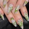 image:imageBABALAL Medium Almond Press on Nails  Green Spring Fake Nails Cat Eye Bling Design with Flower Trendy Full Cover Acrylic False Nails for Women Girls 24PcsANI03green
