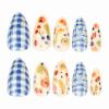 image:imageBABALAL Medium Almond Press on Nails  Green Spring Fake Nails Cat Eye Bling Design with Flower Trendy Full Cover Acrylic False Nails for Women Girls 24PcsANI02fruit