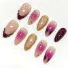 image:imageBABALAL Medium Almond Press on Nails  Green Spring Fake Nails Cat Eye Bling Design with Flower Trendy Full Cover Acrylic False Nails for Women Girls 24PcsANI0201
