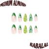 image:imageBABALAL Medium Almond Press on Nails  Green Spring Fake Nails Cat Eye Bling Design with Flower Trendy Full Cover Acrylic False Nails for Women Girls 24PcsANI07green