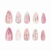 image:imageBABALAL Medium Almond Press on Nails  Green Spring Fake Nails Cat Eye Bling Design with Flower Trendy Full Cover Acrylic False Nails for Women Girls 24PcsANI02
