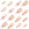 image:imageBABALAL Medium Almond Press on Nails  Green Spring Fake Nails Cat Eye Bling Design with Flower Trendy Full Cover Acrylic False Nails for Women Girls 24PcsANI17