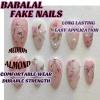 image:imageBABALAL Medium Almond Press on Nails  Green Spring Fake Nails Cat Eye Bling Design with Flower Trendy Full Cover Acrylic False Nails for Women Girls 24PcsANI02