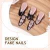 image:imageBABALAL Medium Almond Press on Nails  Green Spring Fake Nails Cat Eye Bling Design with Flower Trendy Full Cover Acrylic False Nails for Women Girls 24PcsANI0203
