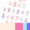 image:imageBABALAL Medium Almond Press on Nails  Green Spring Fake Nails Cat Eye Bling Design with Flower Trendy Full Cover Acrylic False Nails for Women Girls 24PcsANI0301