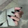 image:imageBABALAL Medium Almond Press on Nails  Green Spring Fake Nails Cat Eye Bling Design with Flower Trendy Full Cover Acrylic False Nails for Women Girls 24PcsANI04