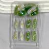 image:imageBABALAL Medium Almond Press on Nails  Green Spring Fake Nails Cat Eye Bling Design with Flower Trendy Full Cover Acrylic False Nails for Women Girls 24PcsANI0204