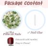 image:imageBABALAL Medium Almond Press on Nails  Green Spring Fake Nails Cat Eye Bling Design with Flower Trendy Full Cover Acrylic False Nails for Women Girls 24PcsANI0204
