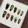 image:imageBABALAL Medium Almond Press on Nails  Green Spring Fake Nails Cat Eye Bling Design with Flower Trendy Full Cover Acrylic False Nails for Women Girls 24PcsANI03cat