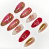 image:imageBABALAL Medium Almond Press on Nails  Green Spring Fake Nails Cat Eye Bling Design with Flower Trendy Full Cover Acrylic False Nails for Women Girls 24PcsANI0202
