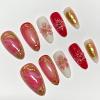 image:imageBABALAL Medium Almond Press on Nails  Green Spring Fake Nails Cat Eye Bling Design with Flower Trendy Full Cover Acrylic False Nails for Women Girls 24PcsANI0202
