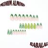 image:imageBABALAL Medium Almond Press on Nails  Green Spring Fake Nails Cat Eye Bling Design with Flower Trendy Full Cover Acrylic False Nails for Women Girls 24PcsANI07green