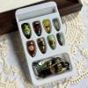image:imageBABALAL Medium Almond Press on Nails  Green Spring Fake Nails Cat Eye Bling Design with Flower Trendy Full Cover Acrylic False Nails for Women Girls 24PcsANI03cat