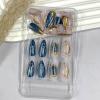 image:imageBABALAL Pink Press on Nails  Almond Medium Fake Nails Cat Eye Shiny Bling Design With Flower Charm 30Pcs Bling Manicure Acrylic False Nails for Women GirlsCNE001