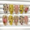 image:imageBABALAL Pink Press on Nails  Almond Medium Fake Nails Cat Eye Shiny Bling Design With Flower Charm 30Pcs Bling Manicure Acrylic False Nails for Women GirlsCNE019