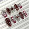 image:imageBABALAL Pink Press on Nails  Almond Medium Fake Nails Cat Eye Shiny Bling Design With Flower Charm 30Pcs Bling Manicure Acrylic False Nails for Women GirlsCNE005