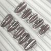 image:imageBABALAL Pink Press on Nails  Almond Medium Fake Nails Cat Eye Shiny Bling Design With Flower Charm 30Pcs Bling Manicure Acrylic False Nails for Women GirlsCNE018
