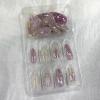 image:imageBABALAL Pink Press on Nails  Almond Medium Fake Nails Cat Eye Shiny Bling Design With Flower Charm 30Pcs Bling Manicure Acrylic False Nails for Women GirlsCNE008